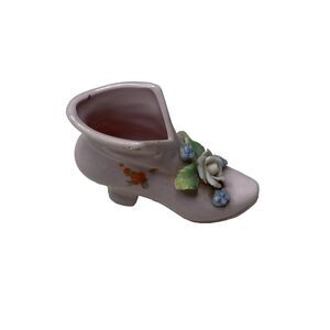 Vintage Elfinware Porcelain Shoes Marked Germany Pink Boot White  Flower